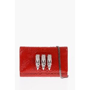 Philipp Plein Crocodile Effect Patent Leather Clutch Decorated with Claw R size Unic - Female