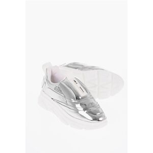 F_WD Metallic Faux Leather AURORA Slip On Sneakers with Lettering size 39 - Female