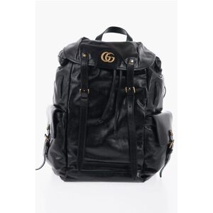 Gucci Multi-Pocket Leather Backpack with Golden Details size Unica - Male
