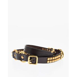 Dsquared2 Golden Effect Studded Leather Belt 25mm size 80 - Female Dsquared2 Golden Effect Studded Leather Belt 25mm size 80 - Female