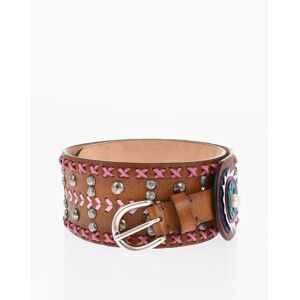 Dsquared2 Leather Oversized Belt with Studs and Contrasting Details 70 size 80 - Female Dsquared2 Leather Oversized Belt with Studs and Contrasting Details 70 size 80 - Female