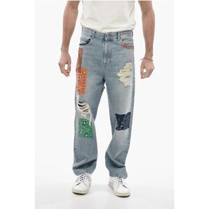 Alanui Distressed Denim Baggy Jeans with Bandana Patches 21cm size 30 - Male