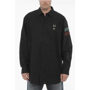 Raf Simons FRED PERRY Poplin Cotton Shirt with Contrasting Patches size M - Male