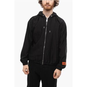 Heron Preston Hooded Windbreaker Jacket with Zip Closure size S - Male