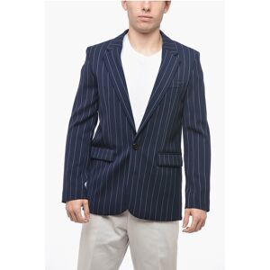 Ami Alexandre Mattiussi Pinstriped Cotton Blend Blazer with Flap Pockets size 46 - Male