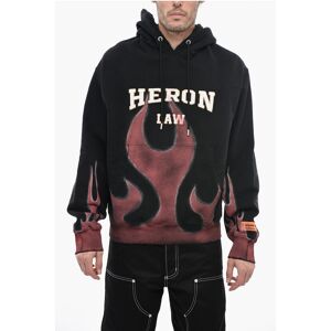 Heron Preston Printed LAW FLAMES Hoodie with Terry Patches size S - Male