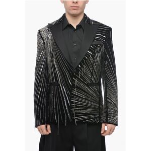 Amiri Velvet BEADED Tuxedo Jacket with All-Over Silver Details size 50 - Male