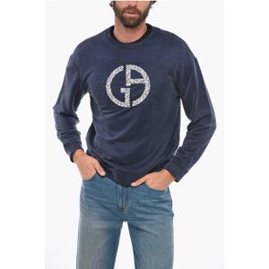 Armani GIORGIO Crew Neck Brushed Cotton Sweatshirt with Embroidered size 48 - Male