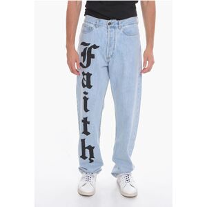 Faith Connexion Straight Leg Jeans with Printed Logo 20cm size M - Male