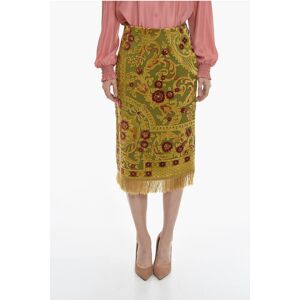 Marine Serre GOLD LINE Floral Embroidey CARPET Fringed Skirt size M - Female