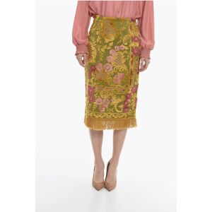 Marine Serre GOLD LINE Floral Embroidey CARPET Fringed Skirt size S - Female