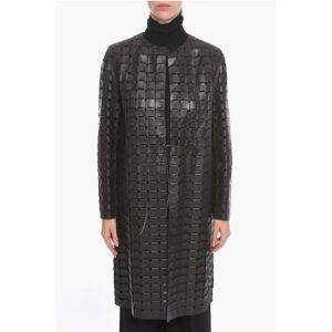 Bottega Veneta Knitted Leather SATINE Coat with Drawstring size 38 - Female