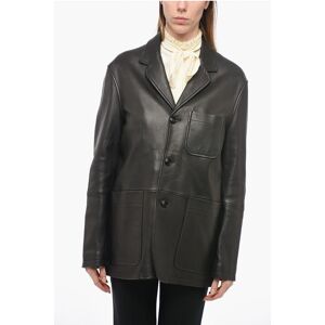 Ami Alexandre Mattiussi Leather Oversized Blazer with Patch Pockets size M - Female