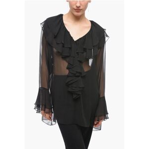 Ami Alexandre Mattiussi Silk Sheer Blouse with Ruffles size 38 - Female