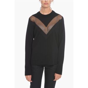 Alexander McQueen Wool Blend Crew-Neck Sweater With Sheer Detail size M - Female