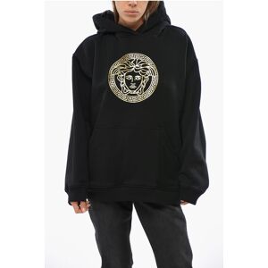 Versace Cotton Hoodie with Golden-Effect Frontal Logo size 42 - Female Versace Cotton Hoodie with Golden-Effect Frontal Logo size 42 - Female