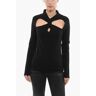 Versace Ribbed Cashmere Blend Pullover with Cut-out Detail size 42 - Female