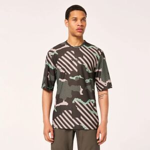 Oakley Apparel Ride Free Short Sleeve Enduro Jersey Green Stripe / Grip Camo / Green M Men Oakley Apparel Ride Free Short Sleeve Enduro Jersey Green Stripe / Grip Camo / Green M Men