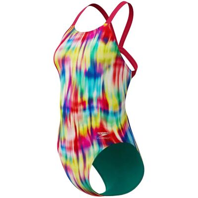 Speedo Fl Printed Leaderback Swimsuit Prismatic Paradise / Ruby UK 32 Women Speedo Fl Printed Leaderback Swimsuit Prismatic Paradise / Ruby UK 32 Women