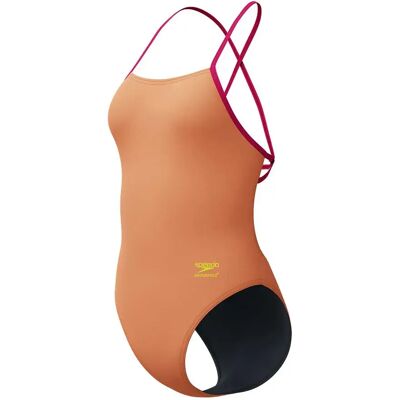 Speedo Fl Solid Tie Back Swimsuit Summer Orange / Ruby UK 38 Women Speedo Fl Solid Tie Back Swimsuit Summer Orange / Ruby UK 38 Women
