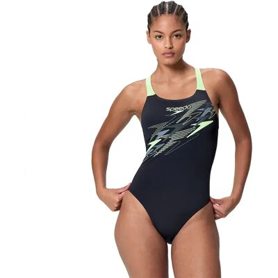 Speedo Medley Logo Medalist Swimsuit Anthracite / Pale Clover UK 34 Women Speedo Medley Logo Medalist Swimsuit Anthracite / Pale Clover UK 34 Women