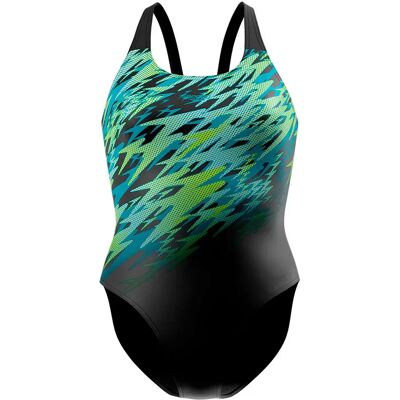 Speedo Hyperboom Placement Swimsuit Anthracite / Hyper Teal 34 Women Speedo Hyperboom Placement Swimsuit Anthracite / Hyper Teal 34 Women