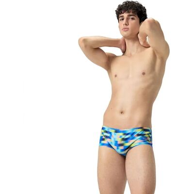 Speedo Allover Digital 14cm Swimming Brief Picton Blue / Lemon Drizzle UK 28 Men Speedo Allover Digital 14cm Swimming Brief Picton Blue / Lemon Drizzle UK 28 Men