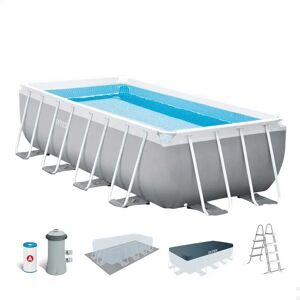 Intex Prism 488x244x107 Cm Steel Rectangular Frame Above Ground Pool Grey / Blue 10874 Liters unisex Intex Prism 488x244x107 Cm Steel Rectangular Frame Above Ground Pool Grey / Blue 10874 Liters unisex