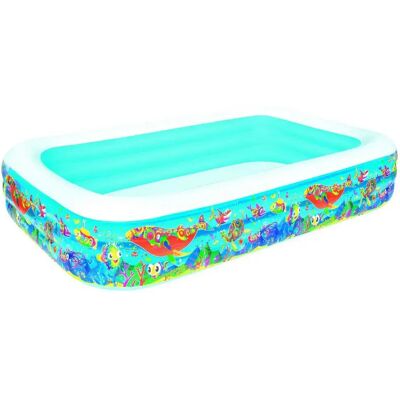 Bestway Aquarium Rectangular Inflatable Pool 305x183x56 Cm Blue / White 1161L unisex Bestway Aquarium Rectangular Inflatable Pool 305x183x56 Cm Blue / White 1161L unisex