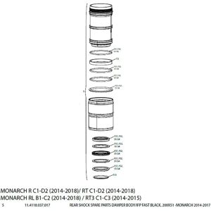 Rockshox Monarch Damper Body Corp Black 200 x 51 mm unisex Rockshox Monarch Damper Body Corp Black 200 x 51 mm unisex