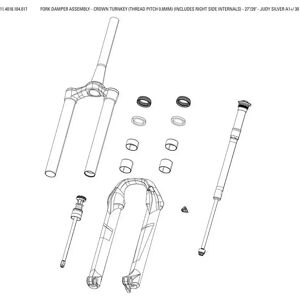 Rockshox Fork Damper Assembly Judys/30 Silver Turnkey Crown Cartridge Black 27.5-29´´ unisex Rockshox Fork Damper Assembly Judys/30 Silver Turnkey Crown Cartridge Black 27.5-29´´ unisex