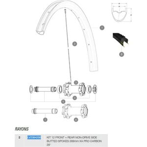 Mavic Xa Pro Carbon 29 2017-18 Left Spokes 12 Units Black 289 mm unisex Mavic Xa Pro Carbon 29 2017-18 Left Spokes 12 Units Black 289 mm unisex
