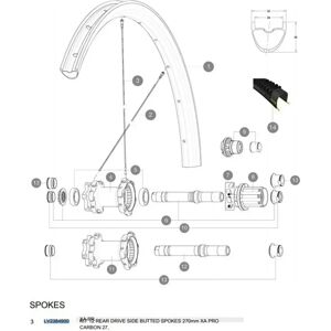 Mavic Xa Pro Carbon 27.5 2017-18 Rear Right Spokes 12 Units Black 270 mm unisex Mavic Xa Pro Carbon 27.5 2017-18 Rear Right Spokes 12 Units Black 270 mm unisex