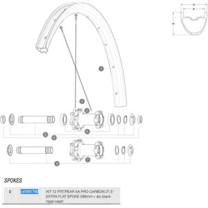 Mavic Xa Pro Carbon 27.5 Front/rear Spokes 12 Units Black 269 mm unisex Mavic Xa Pro Carbon 27.5 Front/rear Spokes 12 Units Black 269 mm unisex