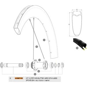 Mavic Comete Pro Carbon Sl Disc Tdf Left Spokes 12 Units Black 254 mm unisex Mavic Comete Pro Carbon Sl Disc Tdf Left Spokes 12 Units Black 254 mm unisex