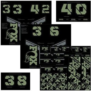 Fox Custom Fork/rear Shock 2021 Decals Kit Black / Pistachio One Size unisex Fox Custom Fork/rear Shock 2021 Decals Kit Black / Pistachio One Size unisex