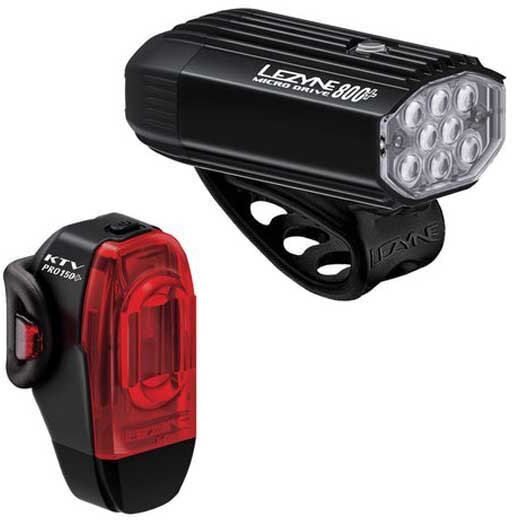 Lezyne Micro Drive 800+ / Ktv Drive Pro+ Light Set Black 800 / 150 Lumens unisex