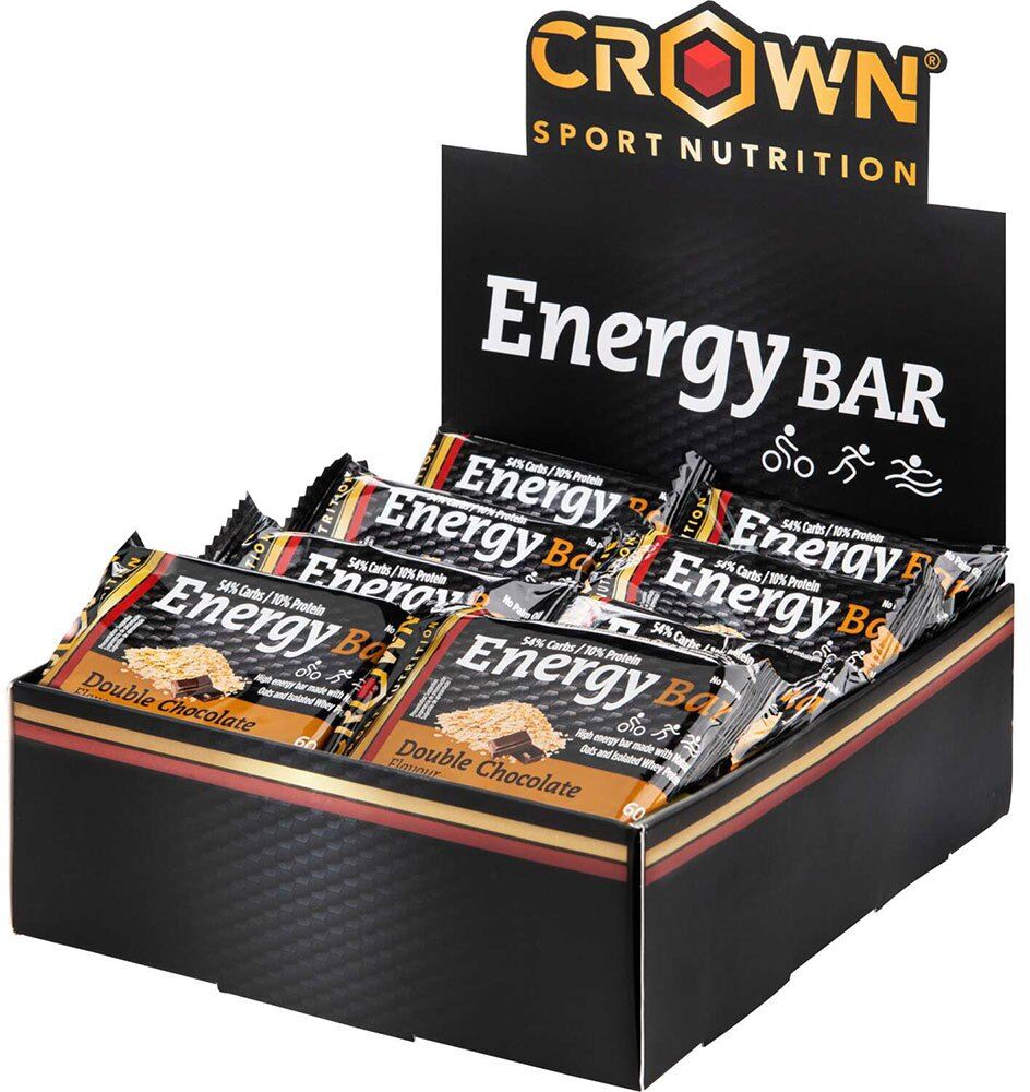 Crown Sport Nutrition Energy Bars Box Double Chocolate 60g 12 Units Black / Brown One Size unisex