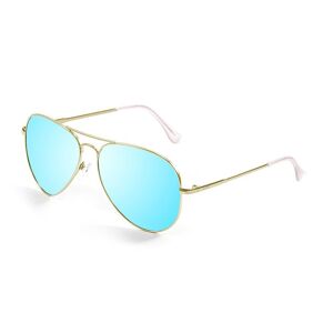 Lenoir Eyewear Aviator Flat Sunglasses CAT3 Gold Metal Frame With Space Blue Flat Lens male
