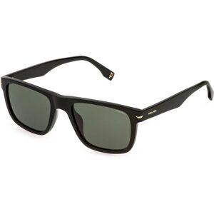 Police Splq83 Square Sunglasses Shiny Black Green/CAT3/56 mm Men Police Splq83 Square Sunglasses Shiny Black Green/CAT3/56 mm Men