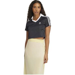 adidas Originals Adicolor Football Jacquard V-neck Crop Short Sleeve Polo Black XS Women adidas Originals Adicolor Football Jacquard V-neck Crop Short Sleeve Polo Black XS Women