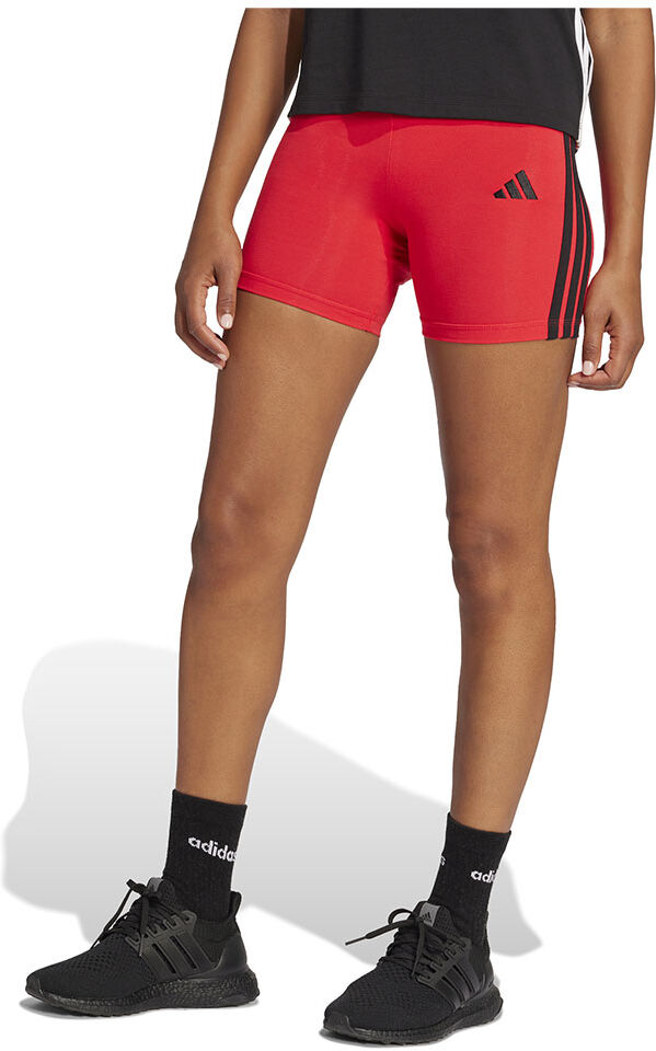 adidas Essentials 3 Stripes Biker High Waist Short Leggings Pure Ruby / Black XS Women