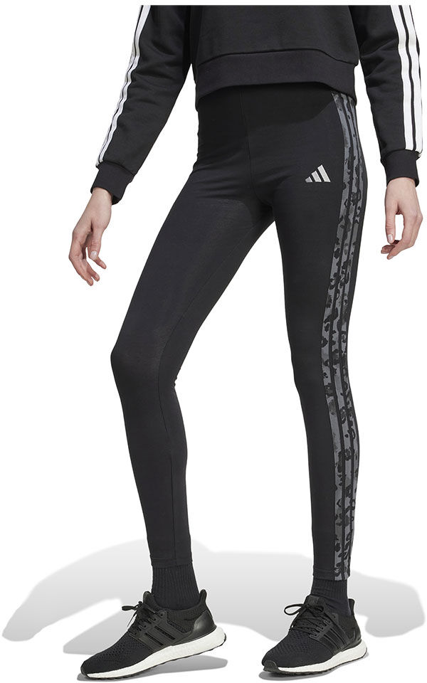 adidas Animal Print 3 Stripes High Waist Leggings Black / Multicolor / Grey Five S Women