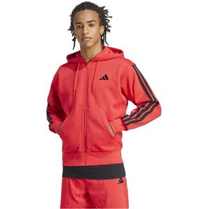 adidas Essentials 3 Stripes Fleece Full Zip Sweatshirt Pure Ruby / Black S Men adidas Essentials 3 Stripes Fleece Full Zip Sweatshirt Pure Ruby / Black S Men