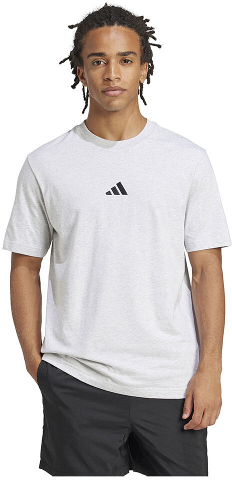 adidas Essentials Small Logo Single Jersey Short Sleeve T-shirt Light Grey Heather / Black 3XL Men