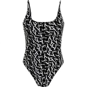 Calvin Klein Kw0kw02086 Swimsuit Ck One Warped Monogram Black Aop L Women Calvin Klein Kw0kw02086 Swimsuit Ck One Warped Monogram Black Aop L Women