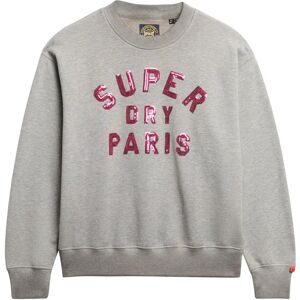 Superdry Embellished Varsity Loose Sweatshirt Grey Marl 2XS Women Superdry Embellished Varsity Loose Sweatshirt Grey Marl 2XS Women