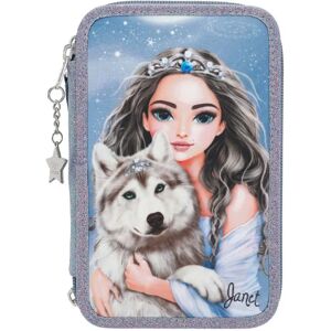 Topmodel Wolf (0413149) Triple Pocket Pencil Case Blue One Size male Topmodel Wolf (0413149) Triple Pocket Pencil Case Blue One Size male