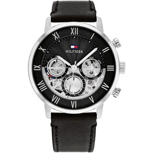 Tommy Hilfiger Legend 44 Mm Watch Black / Black Leather One Size Men Tommy Hilfiger Legend 44 Mm Watch Black / Black Leather One Size Men