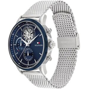 Tommy Hilfiger Stewa 44 Mm Watch Silver / Navy / Mineral One Size Men Tommy Hilfiger Stewa 44 Mm Watch Silver / Navy / Mineral One Size Men